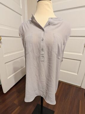 LOFT Light Lavender Button-Front Sleeveless Tank